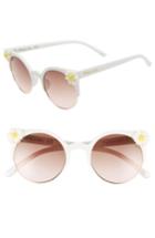 Women's Circus By Sam Edelman 50mm Daisy Accent Round Sunglasses - White/ Pink Lens