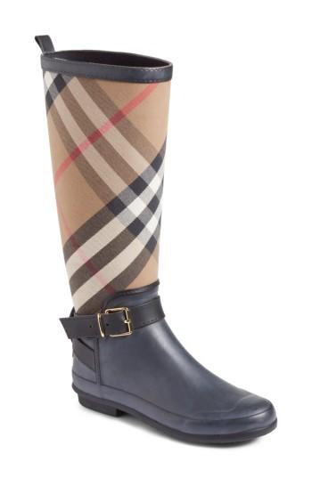 Women's Burberry Check Rain Boot Us / 37eu - Black