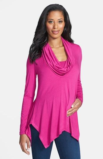 Women's Maternal America Cowl Neck Maternity/nursing Top - Pink