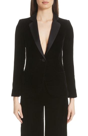 Women's Emporio Armani Satin Trim Velvet Jacket Us / 42 It - Black