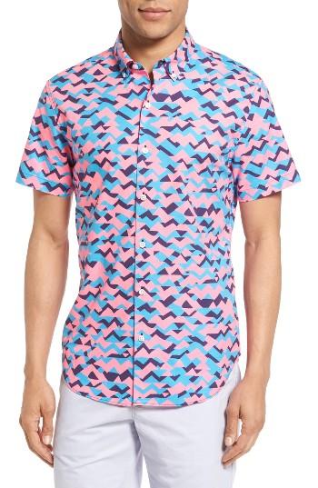 Men's Bonobos Slim Fit Optic Print Short Sleeve Sport Shirt - Pink