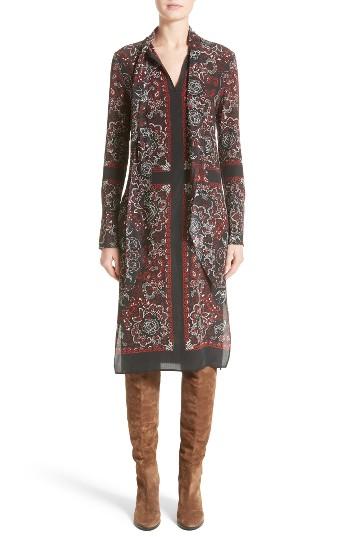 Women's Belstaff Luella Print Silk Tie Neck Dress Us / 36 It - Black