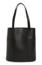 Tory Burch Medium Block-t Leather Tote - Black