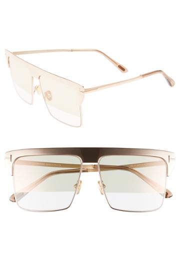 Women's Tom Ford West 59mm Rectangular Sunglasses - Gold/ Champagne/ Rose Gold