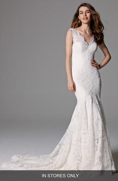 Women's Watters 'somerset' Open Back Lace Mermaid Gown