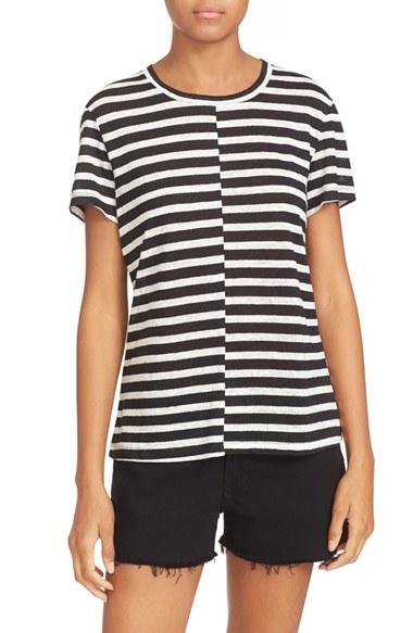 Women's Frame Stripe Linen Tee