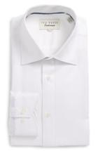 Men's Ted Baker London Endurance Trim Fit Herringbone Dress Shirt - 34/35 - White