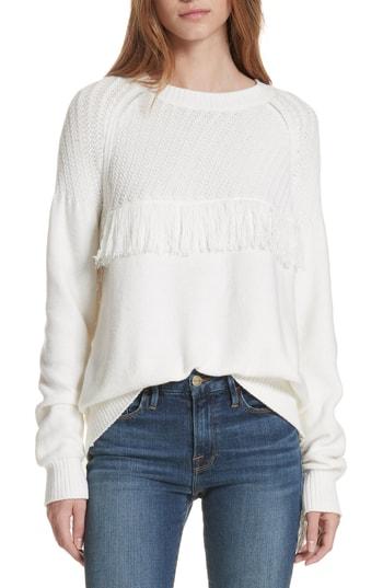 Women's Frame Fringe Crewneck Sweater - Ivory