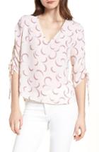 Women's Chelsea28 Print Ruched Sleeve Top, Size - Pink