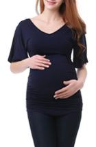 Women's Kimi And Kai Myah Ruched Maternity Top - Black