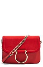 Topshop Remy Trophy Faux Leather Crossbody Bag - Red