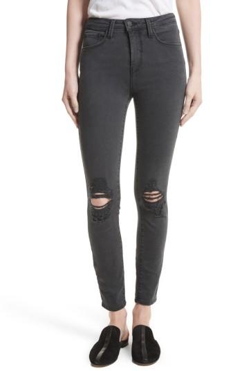 Women's L'agence Margot Ripped High Waist Skinny Jeans - Grey