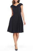 Women's Gal Meets Glam Collection Ruthie Portrait Collar Satin Twill Dress - Black