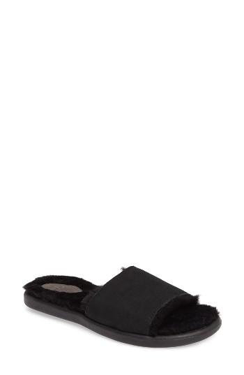 Women's Ugg Breezy Genuine Shearling Slide Sandal M - Black