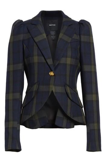 Women's Smythe Pouf Sleeve Plaid Blazer - Blue