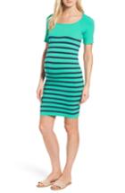 Women's Tees By Tina Nautical Maternity Dress, Size - Green