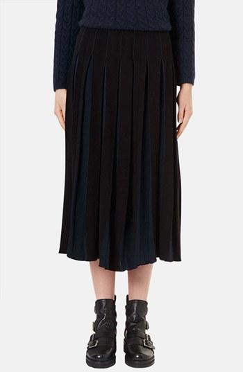 Topshop Boutique Pleated Two-tone Midi Skirt