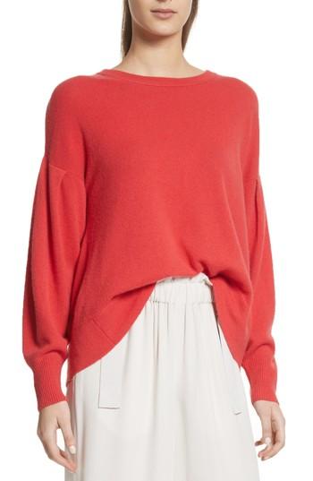 Women's Vince Pleat Sleeve Cashmere Sweater - Red