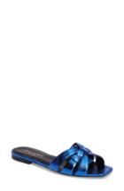 Women's Saint Laurent Pieds Metallic Slide Sandal Us / 35eu - Blue