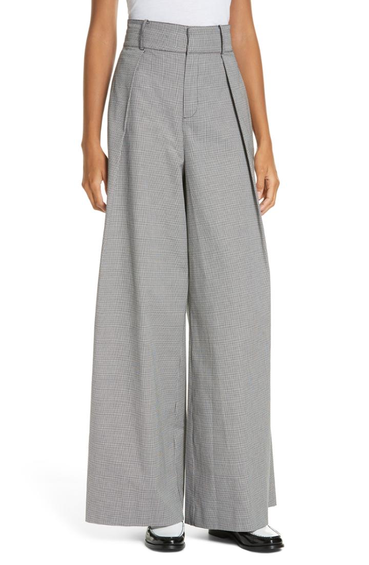 Women's Opening Ceremony Houndstooth Wide Leg Trousers - Black