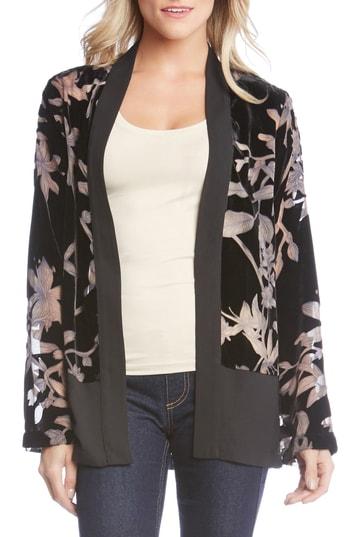 Women's Karen Kane Velvet Burnout Contrast Jacket - Black