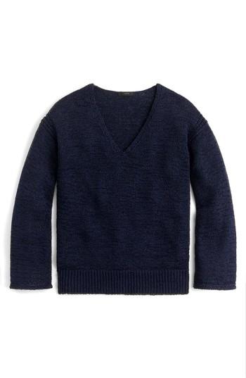 Women's J.crew Flare Sleeve Swing Sweater, Size - Black
