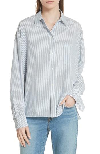 Women's Vince Double Stripe Boxy Shirt - Blue