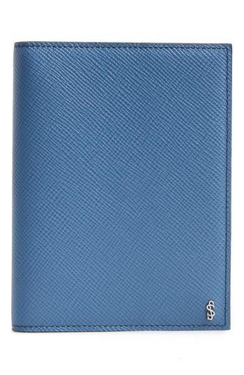 Serapian Milano Evolution Leather Passport Case - Blue