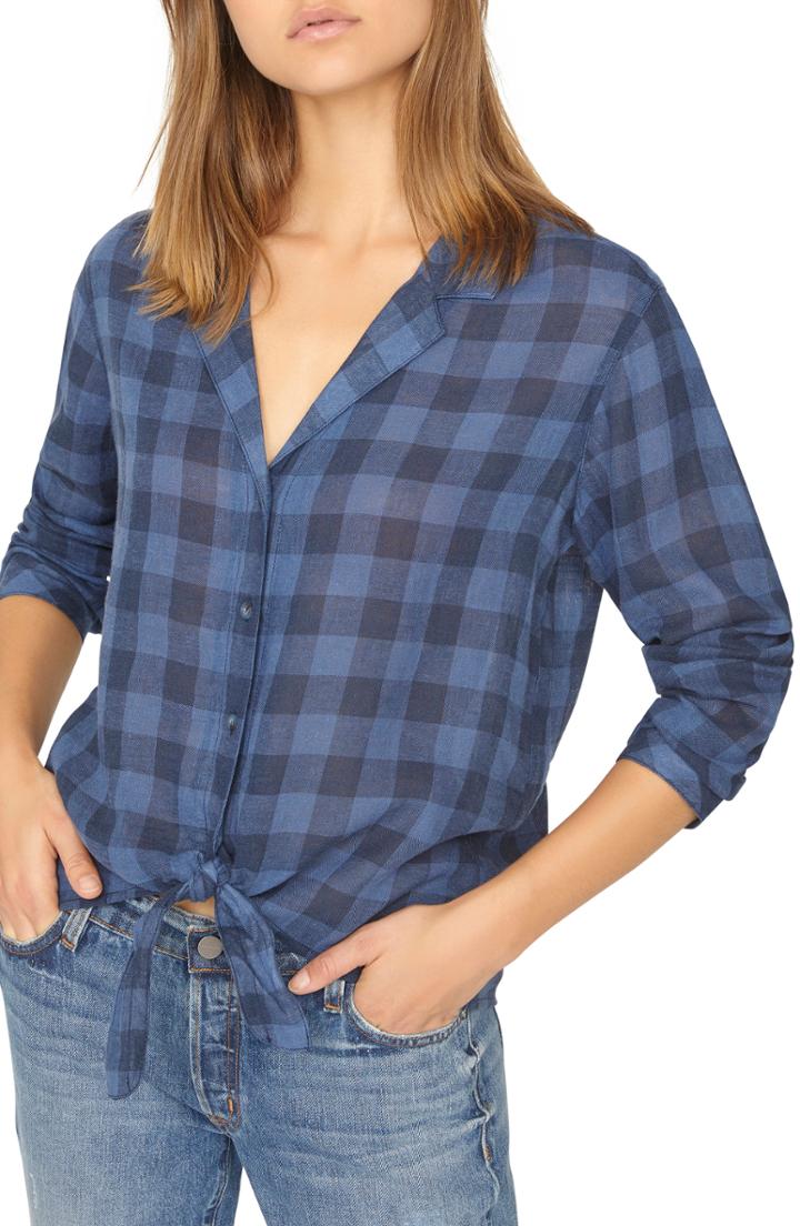 Women's Madewell Buffalo Check Wrap Front Shirt - Black