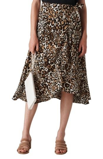 Women's Whistles Animal Frill Wrap Skirt Us / 4 Uk - Brown