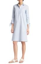 Women's Lafayette 148 New York Talia Tie Cuff Shirtdress, Size - Blue