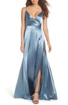 Women's Jill Jill Stuart Faux Wrap Satin Gown - Blue