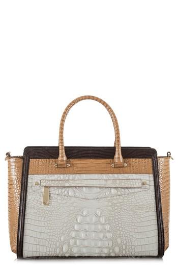Brahmin Harper Embossed Leather Satchel - White