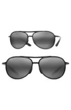 Men's Maui Jim Alelele 60mm Aviator Sunglasses - Black Gloss/ Neutral Grey