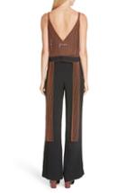 Women's See By Chloe Sash Detail Beaded Mesh Top - Black