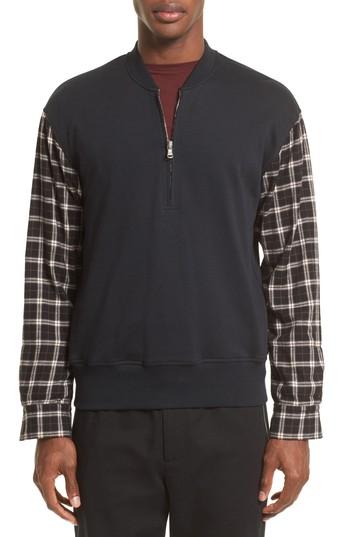 Men's 3.1 Phillip Lim Pullover Bomber With Flannel Sleeves