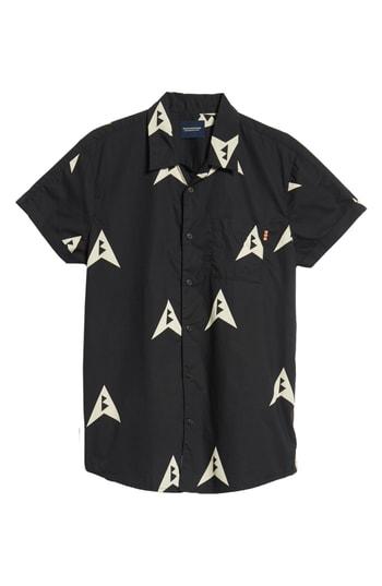 Men's Scotch & Soda Amsterdams Blauw Allover Print Camp Shirt, Size - Blue
