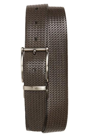 Men's Canali Reversible Leather Belt - Grey