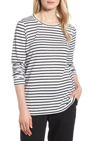 Women's Eileen Fisher Stripe Organic Linen Top - White