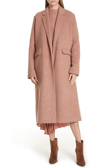 Women's Vince Long Wool Alpaca Blend Coat - Pink