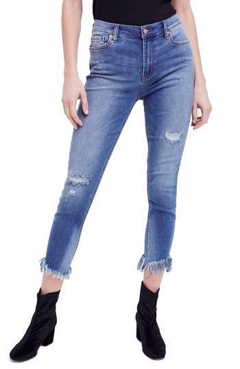 Women's Free People Great Heights Frayed Skinny Jeans - Blue