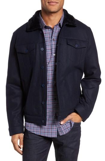 Men's Zachary Prell Faux Fur Trim Jacket - Blue