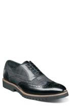 Men's Stacy Adams Baxley Glen Plaid Wingtip M - Black