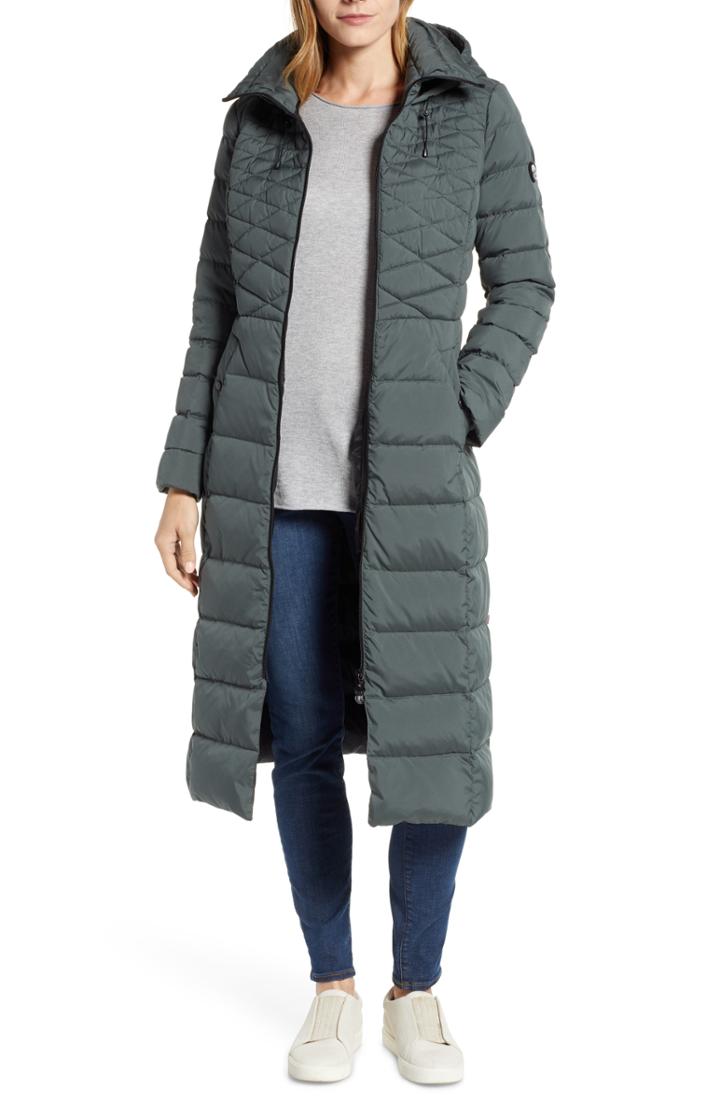 Women's Nobis Meredith Hooded Down Parka With Genuine Coyote Fur Trim, Size - Green