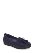 Women's Fitflop Tassel Bow Sneakerloafer(tm) Water Repellent Flat .5 M - Blue