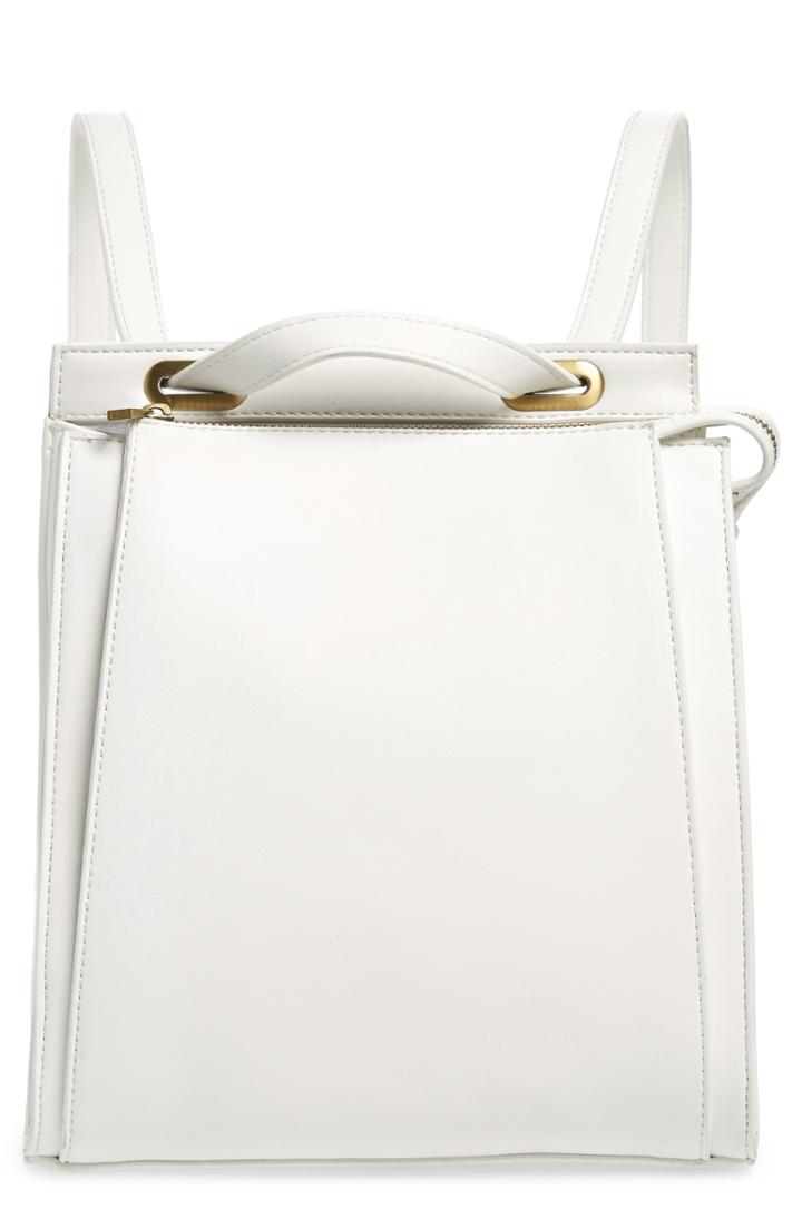 Street Level Faux Leather Convertible Backpack - White