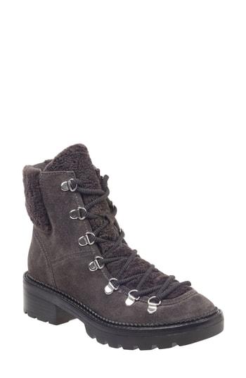 Women's Marc Fisher Ltd Capell Genuine Shearling Cuff Lace-up Boot M - Grey