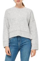 Women's Topshop Mo Seam Detail Popper Sweater Us (fits Like 0) - Grey