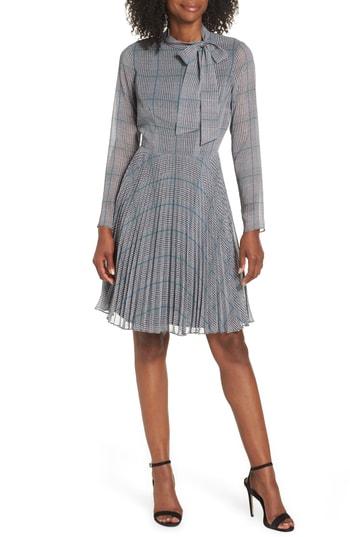 Women's Maggy London Tie Neck Fit & Flare Dress - Grey