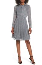 Women's Maggy London Tie Neck Fit & Flare Dress - Grey